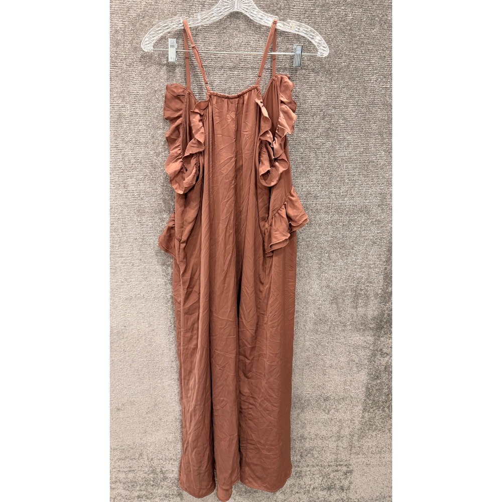 Old Navy Maxi Dress Women XL Warm Taupe Ruffle Tiered Boho Sleeveless OW705691 - Picture 7 of 9